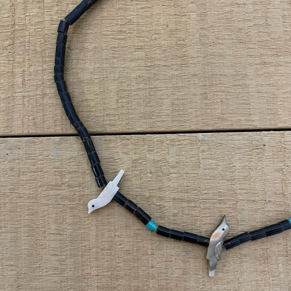Native American Beaded Shell Bird Necklace - Picture 2 of 3